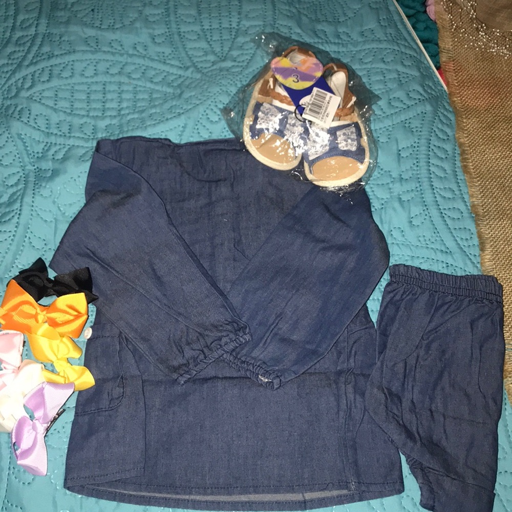 2for15 New Beautiful 9 pc girls denim blue outfit - Picture 4 of 8